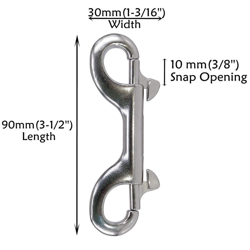 Yeebline Double Ended Bolt Snap Hook, 2-Pack 3-1/2 in 316 Stainless Steel Marine Grade Double End Trigger Snaps Metal Clips for Diving, Dog Leash, Key Chain, Horse Tack, Pet Feed Buckets