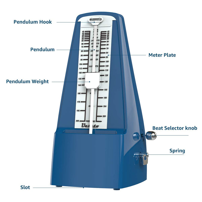 Mechanical Metronome Loud Sound Piano Drum Violin Guitar Saxophone Blue