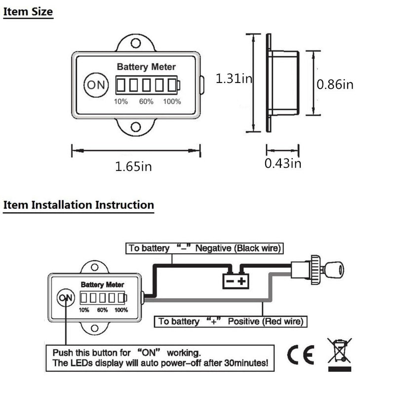 Best Gold Supplier 12V Battery Meter Lead-Acid Battery Indicator for Motorcycle Golf Carts Car Marine ATV with 5 Segments LED Indicator