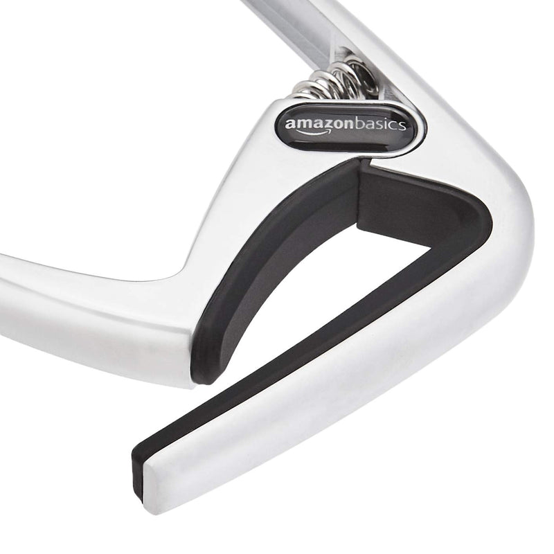 AmazonBasics Zinc Alloy Guitar Capo for Acoustic and Electric Guitar, Silver, 3-Pack