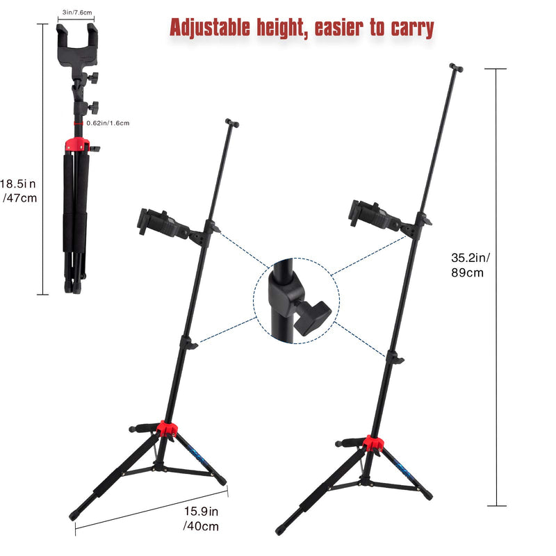 EASTROCK Violin Stand Black Tripod Viola Stand and Height Adjustable with Bows Hook Holder Automatic Locking Hook & Soft Pad Material(Violin Stand)