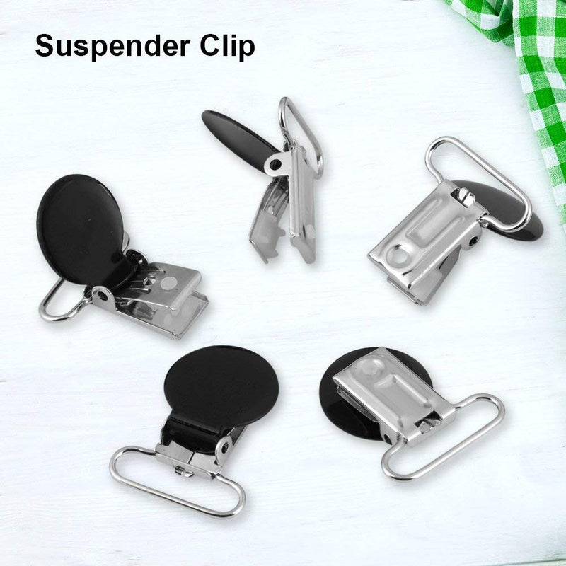 10 Pcs 25mm Holder Suspender Clips Round Suspender Braces Strap Holder Clip Pacifier Clips Metal DIY Making Supplies(Black)