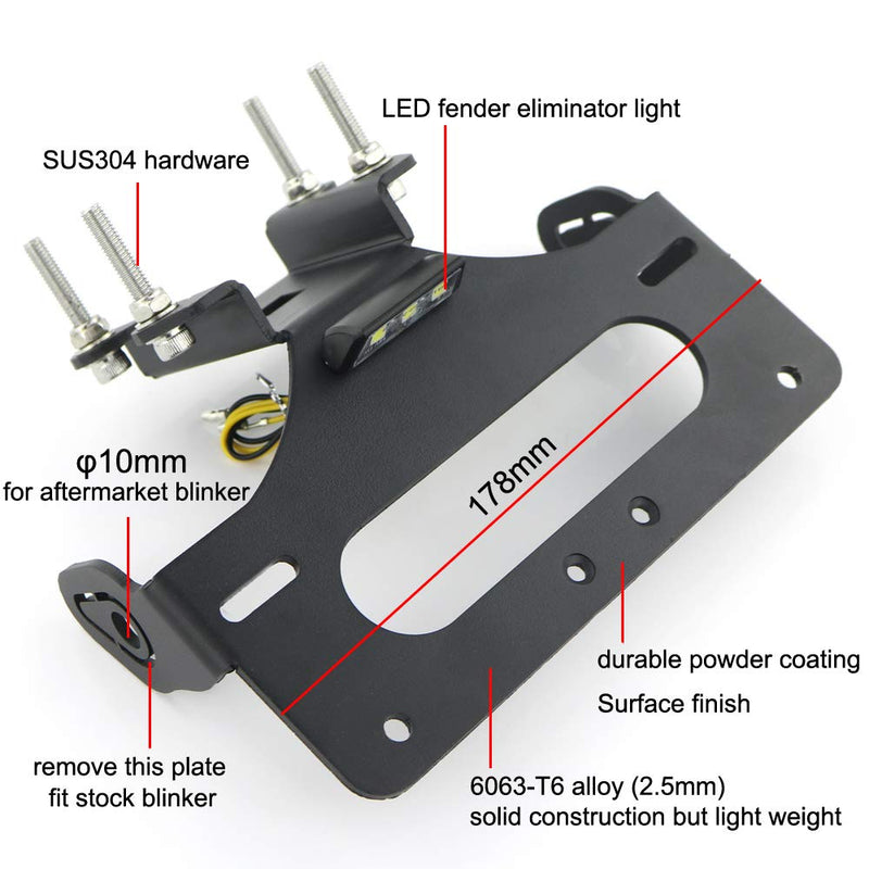 Xitomer Tail Tidy, Fender Eliminator Fit for FZ-07 MT-07 2014 2015 2016 2017 2018 2019 2020, with LED License Plate Light, Compatible with OEM / Stock Turn Signal Fit for FZ07 2014-2020