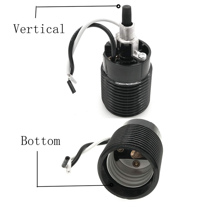 Phenolic (Bakelite) Threaded Medium Base E26 Fixture Socket with 10cm Wire, TWDRTDD US E26 Standard Lamp Holder (with Rotary Switch,Black)