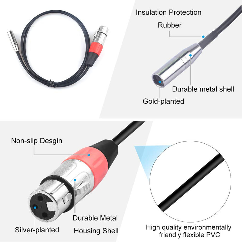 Mini XLR to XLR Cable, Devinal 3-pin Mini-XLR Male to 3 Socket XLR Female Cord Connector adaper for BMPCC 4K/6K, Blackmagic Camera 4K/6K, Video Assist 4K, Sharp 8K etc. 3.3 Feet 3 FT