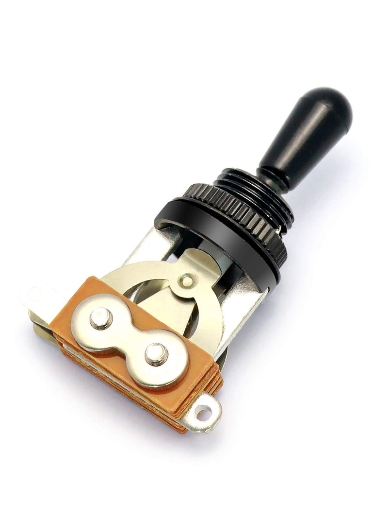 Metallor Guitar Toggle Switch Pickup Selector Switch 3 Way Short Straight with Black Tip Knob Compatible with Les Paul LP Style Electric Guitar Parts Replacement.