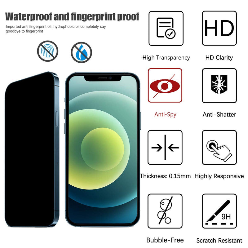 [3 pack] privacy screen protector tempered glass for iphone12 Pro MAX , Compatible with iPhone 12 pro MAX (6.7") Privacy Screen Protector, 28° Anti-spy Tempered Glass Screen Protector [Double Strong],[Anti Spy ],[Bubble Free],[Full coverage].