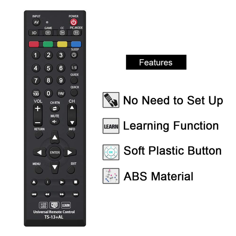 Gvirtue Universal Remote Control TS-13+AL Replacement for Toshiba-TV-Remote All Toshiba 3D LCD HDTV 4K LED Smart TV Fire TV with Learning Function