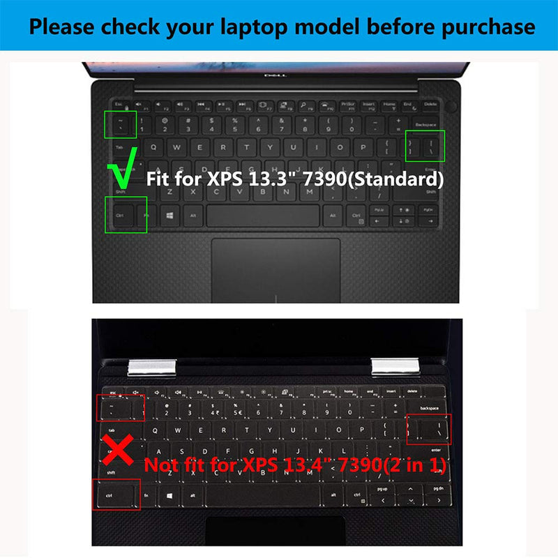 Ultra Thin Clear Keyboard Cover for 2019 Released Dell XPS 13 9380, Dell XPS 9370 and 9365 13-Inch 2 in 1 Ultrabook Computer(2018/2017),XPS 13.3 Standard Version 7390(Not for 13.4 2-in-1 Version 7390)