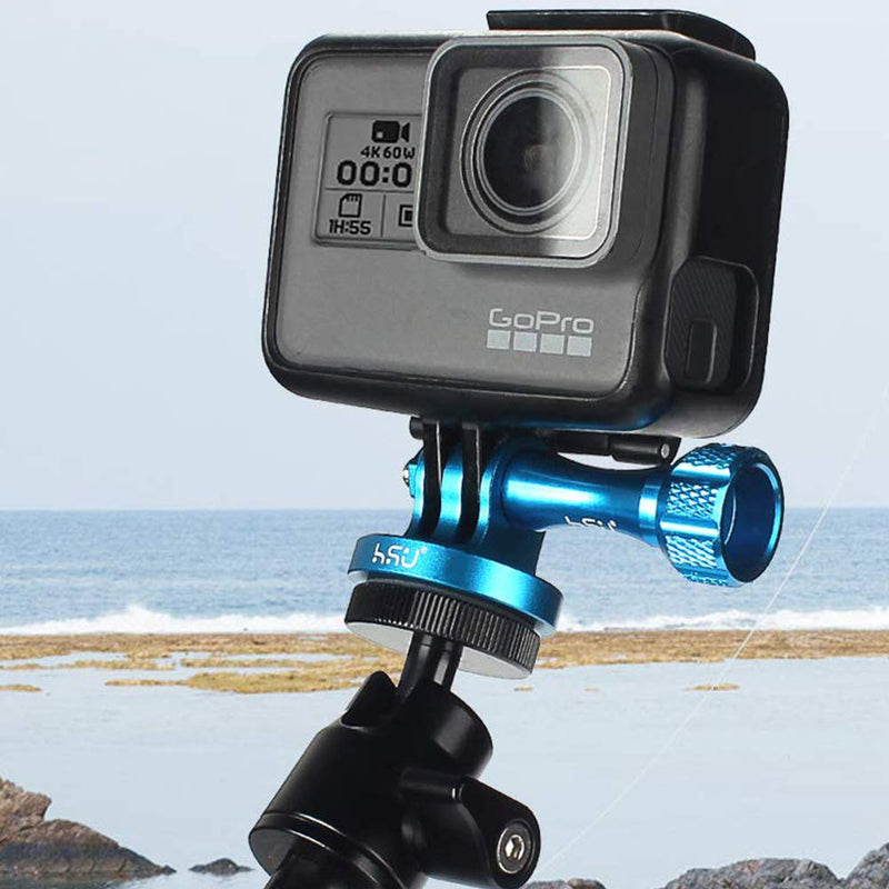 [AUSTRALIA] - HSU Aluminum Alloy Metal GoPro Tripod/Monopod Mount with Aluminum Thumbscrew for GoPro Hero 10, 9, 8, 7, 6, 5, 4, 3+, 3, 2, 1 HD, AKASO Campark and Other Action Cameras (Blue) Monopod Mount + Thumbscrew (Blue) 