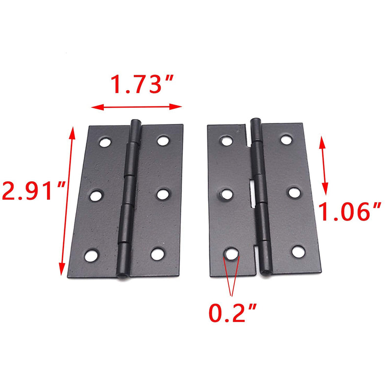 FarBoat 10Pcs Cabinet Flush Hinges 1.7"x2.9" Iron Hardware for Furniture Closet Cupboard Gift Wood Box with Mounting Screws(Black, 44x74mm/1.7x2.9inch)