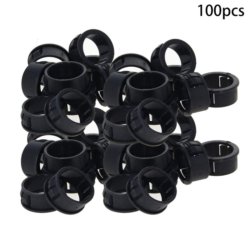 Bettomshin 100Pcs Black Snap Bushing 22mm/0.87" Mounting Dia Nylon Snap in Cable Hose Bushing Grommet Protectors SK-22 for Cable Snap Bushing Insulated Protection 100Pcs SK-22