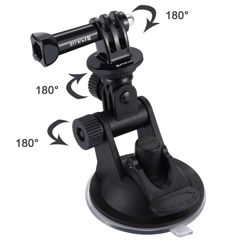 PULUZ Car Suction Cup Camera Mount for GoPro Hero 9 8 7 6 5 4 Session 3 3+ 2 1, DJI Osmo Action Camera Holder Perfect for Boats Vehicle Windshield & Window