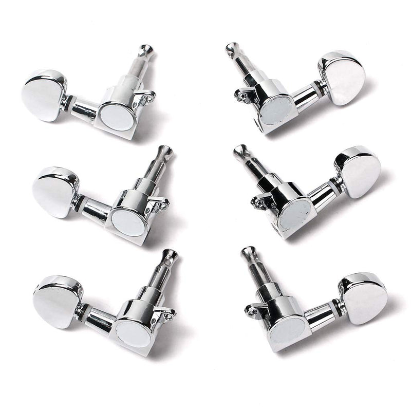 Alnicov Guitar String Tuning Pegs 3L3R Machine Heads Knobs Tuners Machine Head Set For Electric Or Acoustic Guitar, Chrome