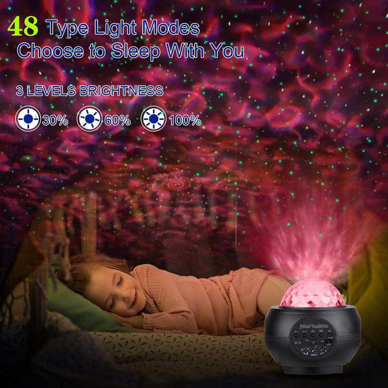 [AUSTRALIA] - Star Projector Night Light -Jior Starry Projector Lights with Bluetooth, Starry Projector with Remote Control, 48 Lighting Modes, Star Projection Lights Apply to Kids/Bedroom/Ceiling Black 