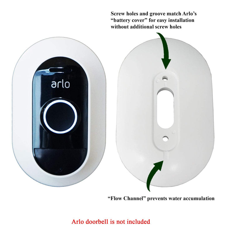 Silicone Skin Case Cover & Wall Mount Bracket Plate Compatible for Arlo Doorbell - White (1 Bundle) White Bundle