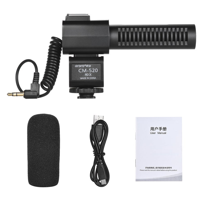 Andoer CM-520 External Microphone Super Cardioid Electret Condenser Mic with Hot Shoe Mount Compatible with Canon Nikon Sony DSLR Digital Video Camera Camcorder