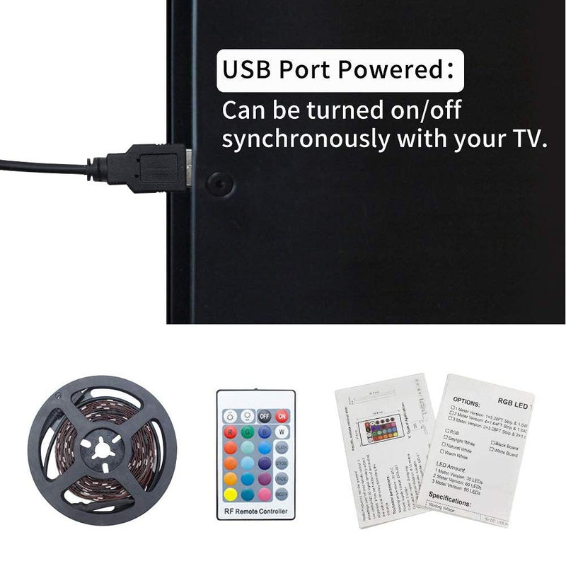 [AUSTRALIA] - LED TV Backlights, 3.3Ft RGB LED Strip Lights kit with Remote and USB Powered for 32-50 Inch TV, 16 Colors 4 Dynamic Lighting Effects, Bias Lighting for PC Monitor, Home Theatre 3.3ft (32"-50") 