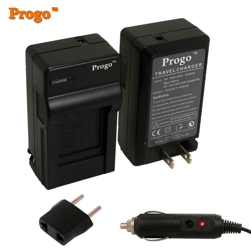 Progo 2 Li-Ion Rechargeable Battery and Pocket Travel AC/DC Wall Charger with Car Adapter & US to European plug. Replacement for Canon BP-808, BP-809. Compatible for Canon FS10 FS11 FS100 FS21 FS22 FS200 FS31 FS300, VIXIA HF10 HF11 HF100 HF20 HF200 HF ...