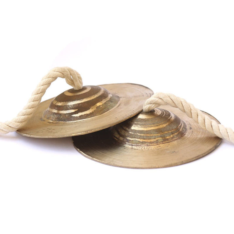 De Kulture Works Bronze Kansa Jhanjh Percussion Indian Musical Instrument Hand Made Cymbal Pair (Gold)