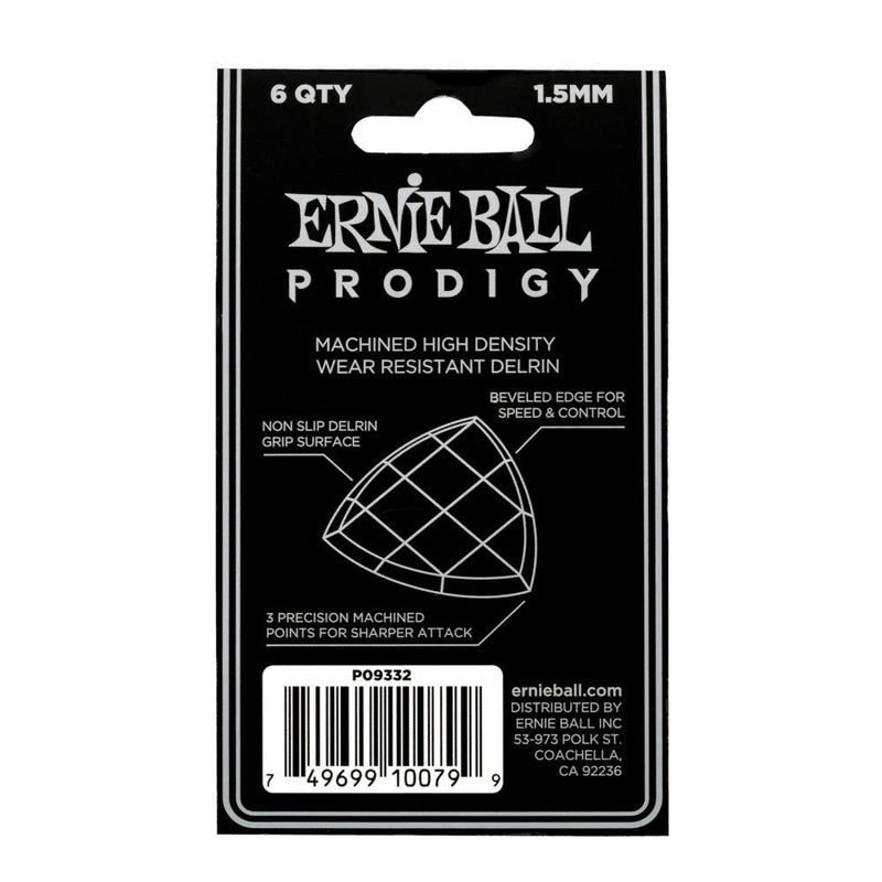 Ernie Ball Prodigy Guitar Picks, Large Shield, Black 1.5mm, 6-pack (P09332) Black (1.5mm)