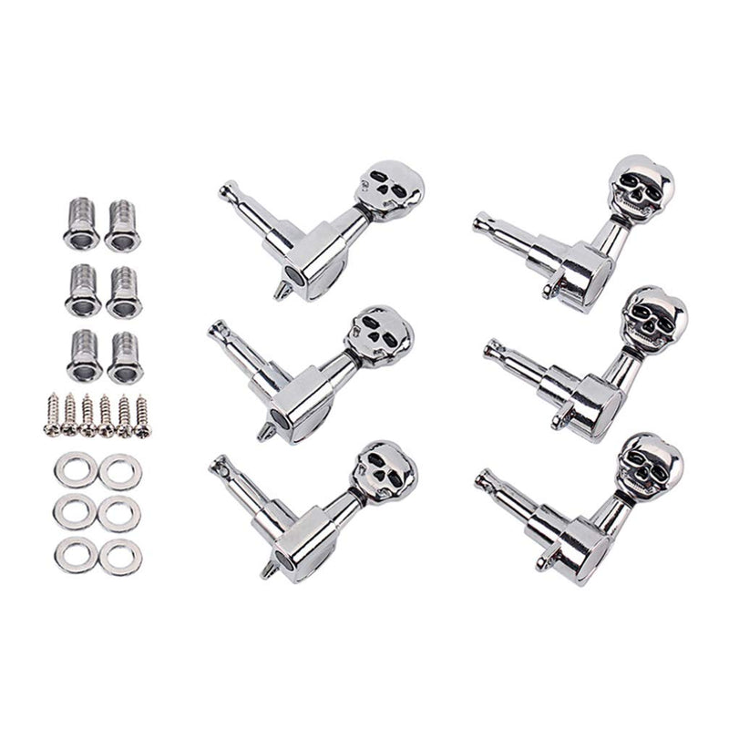 Milisten Guitar String Tuning Peg Skull Shape Tuner Machine Head Knobs Machine Head Tuners with 6 Screws for Electric Guitar Acoustic Guitar Parts Silver