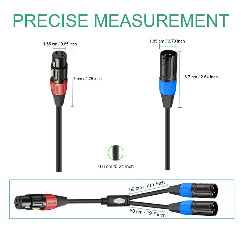 [AUSTRALIA] - COLICOLY XLR Y-Splitter Cable, 1 Female to 2 Male XLR Y Cable Balanced Microphone Splitter Cord - 1.6ft 