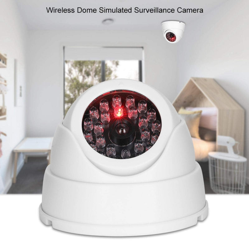 DAUERHAFT Wireless Simulated Dome Camera,Dome Simulated Surveillance Camera with Dummy IR LEDs,Put Indoor Outdoor Fake Dome Camera,for Home Office Shop Security…
