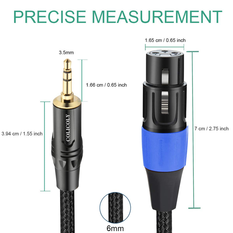 [AUSTRALIA] - COLICOLY XLR to 3.5mm Cable, Female XLR to 1/8 inch Mini Stereo Jack Aux Microphone Cable Mic Cord - 6.6ft 