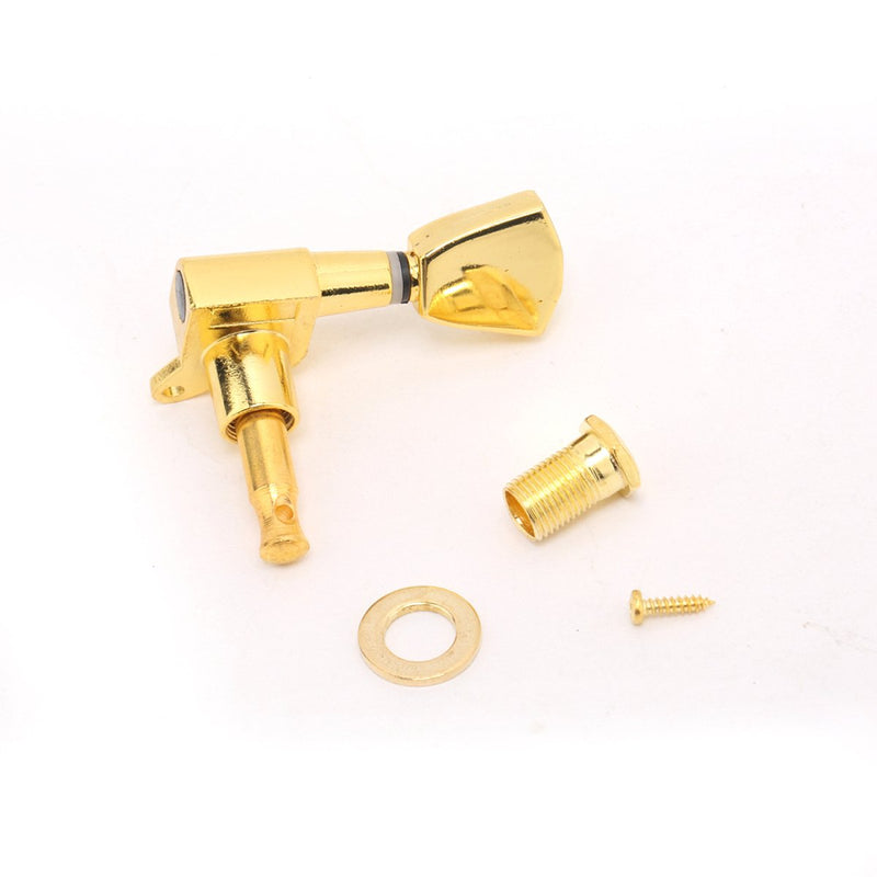 Musiclily 3+3 Sealed Guitar Tuners Tuning Pegs Keys Machine Heads Set for Electric/Acoustic Guitar, Keystone Button Gold