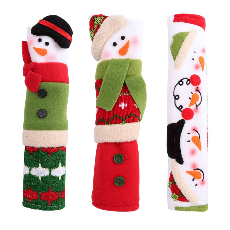 Aytai 3pcs Christmas Fridge Handle Covers Snowman Decorations Refrigerator Handle Covers for Kitchen Appliance Handle Covers for Christmas Decorations