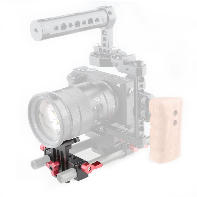 CAMVATE Lens Support 15mm Rod Clamp Rail Block for DSLR Rig Rod Support Rail System（RED Red