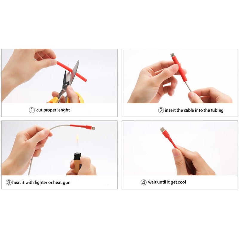 Hygoo 60 PCS Assorted Heat Shrink Tubing Tube, Wire Repair Protector Compatible with iPhone X 8 7 6 Plus 5 SE iPad iPod USB Data Cable