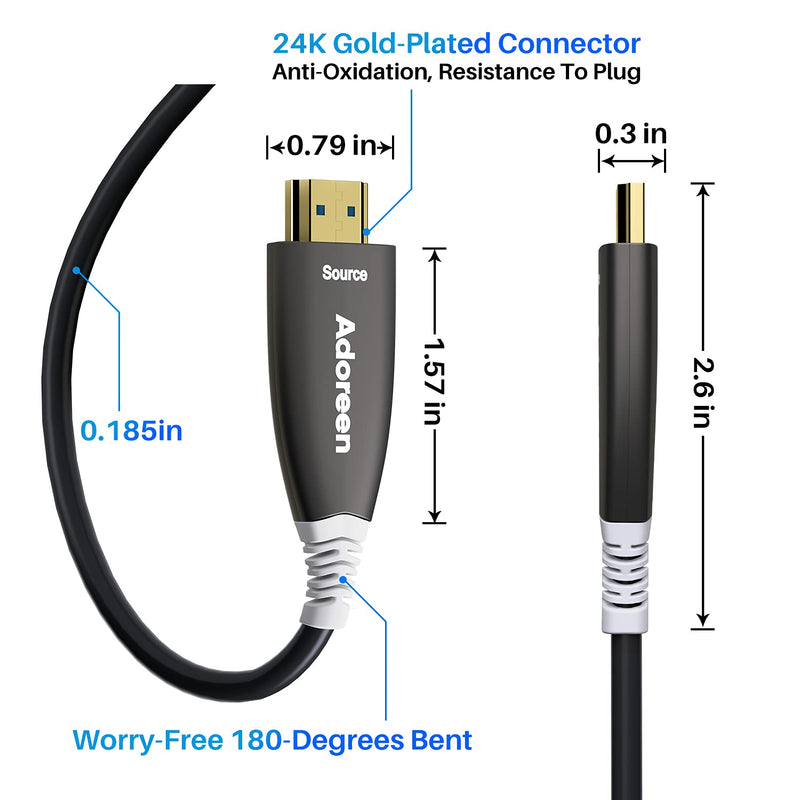 8K Fiber Optic HDMI Cable 30 feet,Adoreen 48Gbps HDMI 2.1 Cable(20ft-100ft),Active Optical HDMI Cord,for 8K@60Hz 4K 2K Dynamic HDR ARC HDCP2.2 4:4:4 3D,Compatible PS5/PS4,Xbox, Ultra HD TV