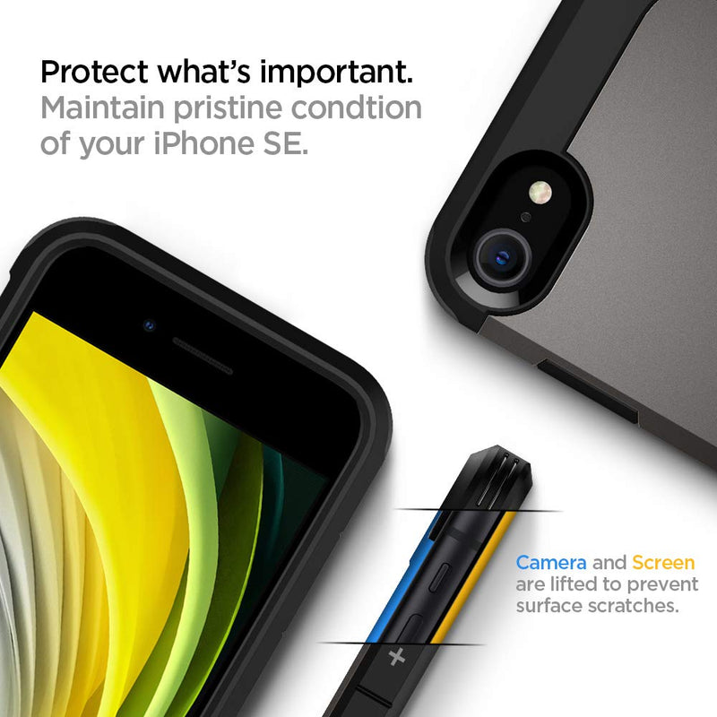 Spigen Tough Armor [Extreme Protection Tech] Designed for iPhone SE 2022 Case/iPhone SE 3 Case 2022 / iPhone SE 2020 Case/iPhone 8 Case/iPhone 7 Case - Gunmetal