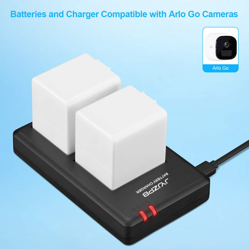 JYJZPB 7.2V 3660mAh Rechargeable Li-ion Batteries for Arlo Go, with Dual Battery Charger Compatible with Arlo Go, 2 Batteries with Charge Station