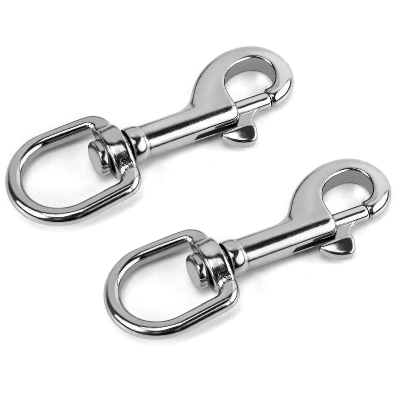 QWORK 3-1/2"Swivel Eye Bolt Snap Hook, 2Pcs, 316 Stainless Steel Single Ended Trigger Snap Clips for Diving/Pet Leash/Key Chain/Flag/Clothes Line