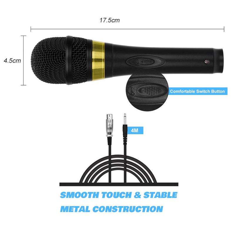 Ankuka Pro Vocal Dynamic Microphone with XLR to 6.35mm Cable for Audio Connection, Professional Handheld Mic with 13ft Wire for Stage Karaoke Singing Recording Speech Wedding Indoor Outdoor Black