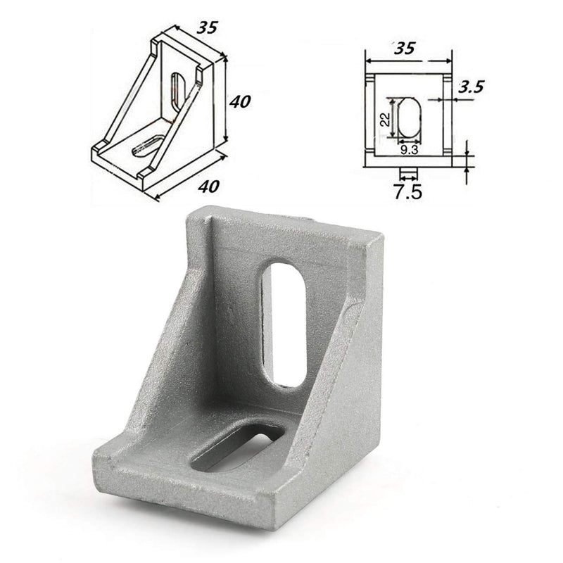 PZRT 4pcs Inside Corner Bracket Gusset,4040 Series Aluminum Extrusion Profile L Shape Right Angle Connector