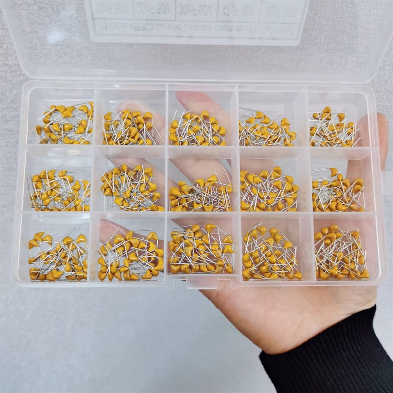 15 Values Ceramic Capacitor Assortment Kit Capacitors 450Pcs for DIY Projects Experiments Teaching Range 10pf-10uf