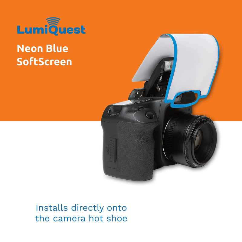 LumiQuest Soft Screen, Flash Diffuser & Light Softener, Universal Classic Design for Digital SLR Cameras, Neon Blue