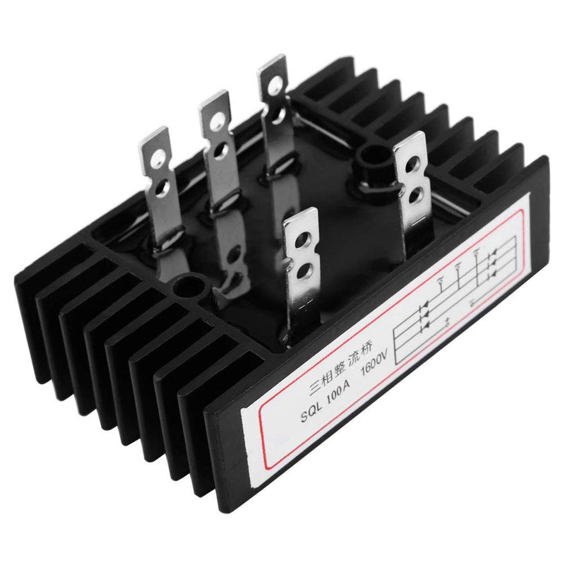 Yosoo Health Gear 3 Phase Bridge Rectifier AC to DC, High Power AC to DC Diode Bridge Rectifier, Sql100A 1600V Three Phase Diode Bridge Rectifier with 2 Fixing Holes for Power Supply