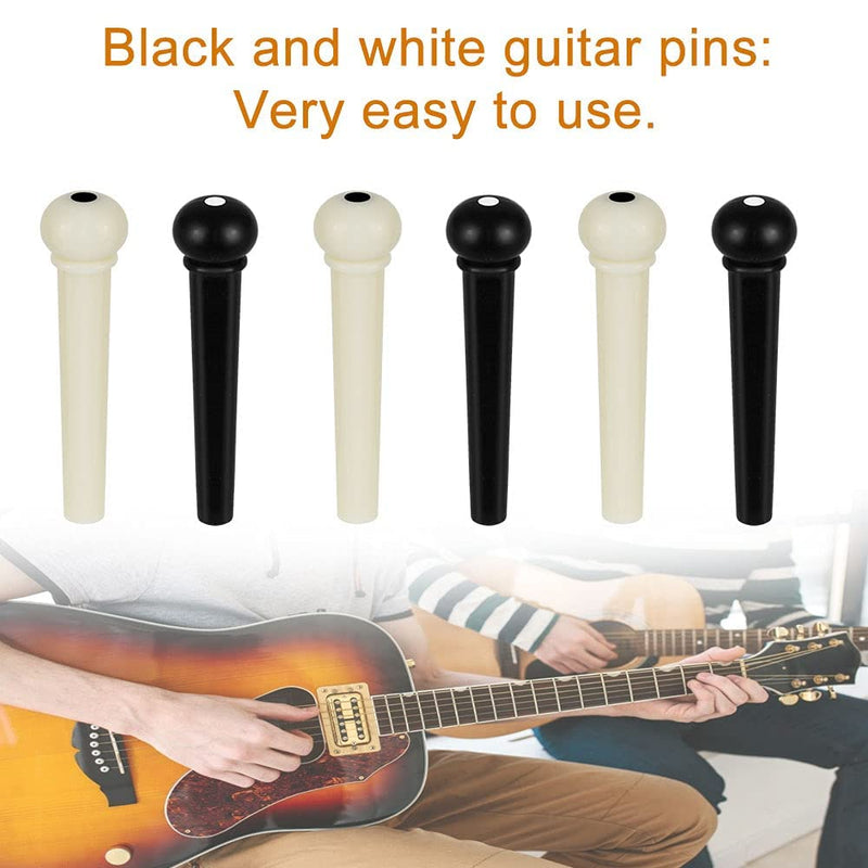 BUENTYA 15 Pcs Guitar Bridge Pins Set, Acoustic Guitar Bridge Pins Pegs Bridge Pin Puller Remover with 12 Pcs Guitar Bridge Pins 1Pcs Guitar Pins Puller 1 Pcs Upper Nut and 1 Pcs Bottom Saddle