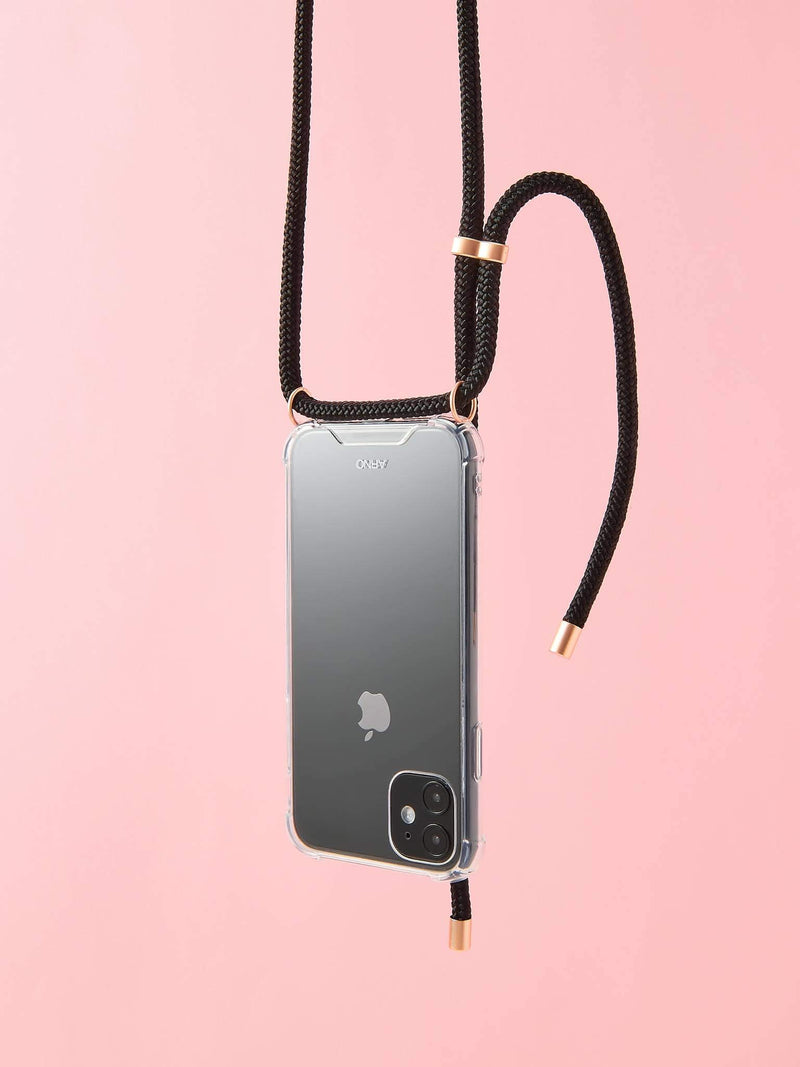 ARNO Crossbody Cell Phone Case - Unsurpassed Quality - Apple iPhone 11 Pro - Premium Transparent TPU Mobile Cover with Luxury Design Cord Strap - Hands Free Drop Protective Fashion Phone Lanyard Chic Black