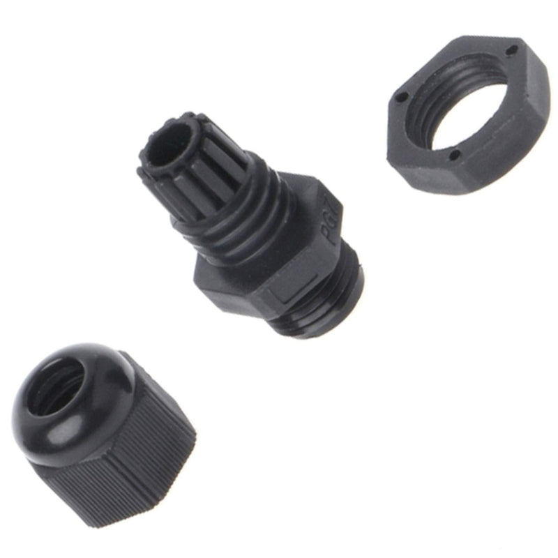 RuiLing 25-Pack Black Cable Gland Waterproof Adjustable 3-6.5mm Plastic Cable Gland Joints PG7