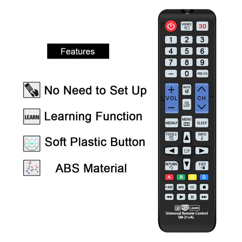 Gvirtue Universal Remote Control Compatible Replacement for Samsung TV/ 3D/ LCD/LED/HDTV AA59-00666A BN59-01178W BN59-01199F AA59-00638A AA59-00637A AA59-00594A AA59-00600A AA59-00582A