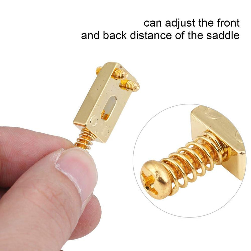 6 Pcs Electric Guitar Tremolo Saddles Bridge for Electric Guitar Replacement with Wrench Gold