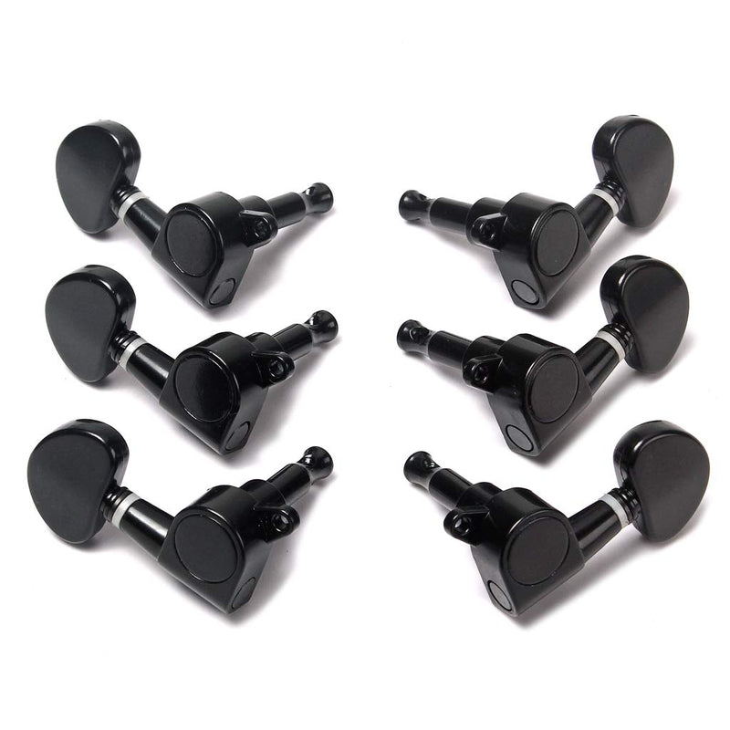 Alnicov Guitar String Tuning Pegs 3L3R Machine Heads Knobs Tuners Machine Head Set For Electric Or Acoustic Guitar, Black