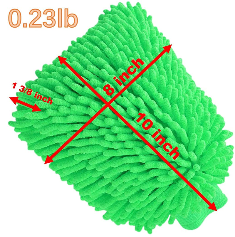 QUALIALL, Dusting Cloths Mitt, Modified Chenille Dust Wipes, A No-dust Fly Duster for Sensitive Surfaces, A Must-Have Household Cleaning Tool for Busy Bodies, Clean and Fast, Green, 10x8inch