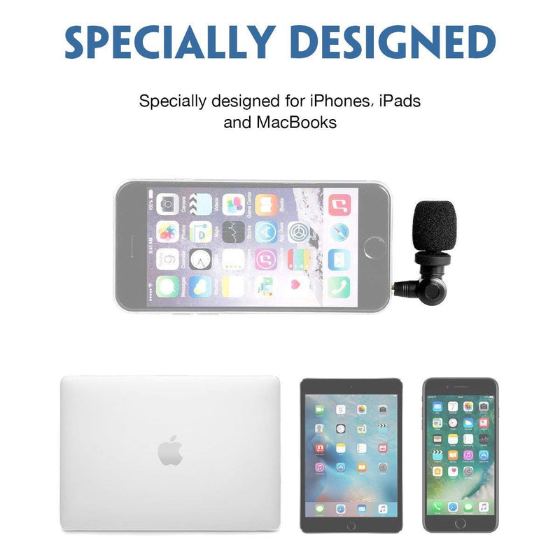 Saramonic SmartMic Mini Condenser Flexible Microphone for Smartphones,Vlogging Microphone for iPhone and YouTube Video, Mic for iOS Apple iPhone iPad and Android Phone